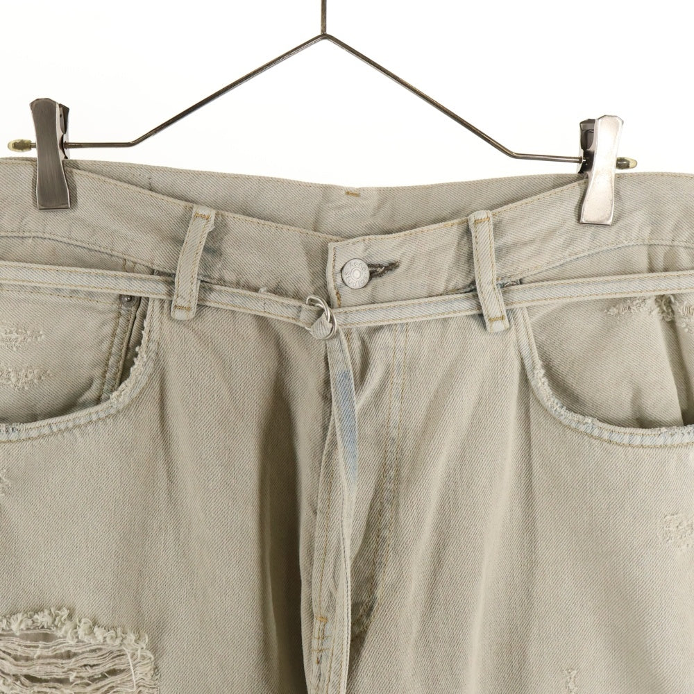 Acne Studios(アクネ ストゥディオズ) 1991 Toj Pompeii Loose fit Jeans デニムパンツ ルーズフィットジーンズ ベルト付 ダメージ加工 グレー