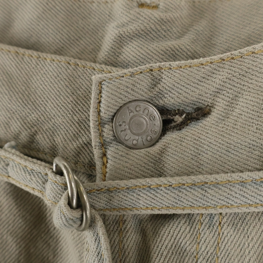Acne Studios(アクネ ストゥディオズ) 1991 Toj Pompeii Loose fit Jeans デニムパンツ ルーズフィットジーンズ ベルト付 ダメージ加工 グレー