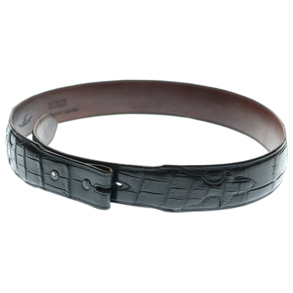 FUNNY(ファニー) オールポロサスクロコダイル アリゲーター ベルト ブラック