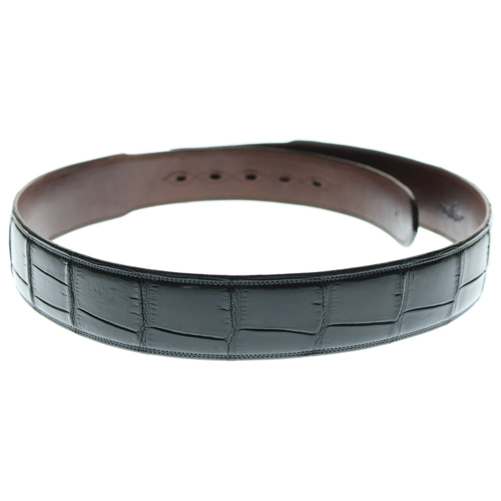 FUNNY(ファニー) オールポロサスクロコダイル アリゲーター ベルト ブラック