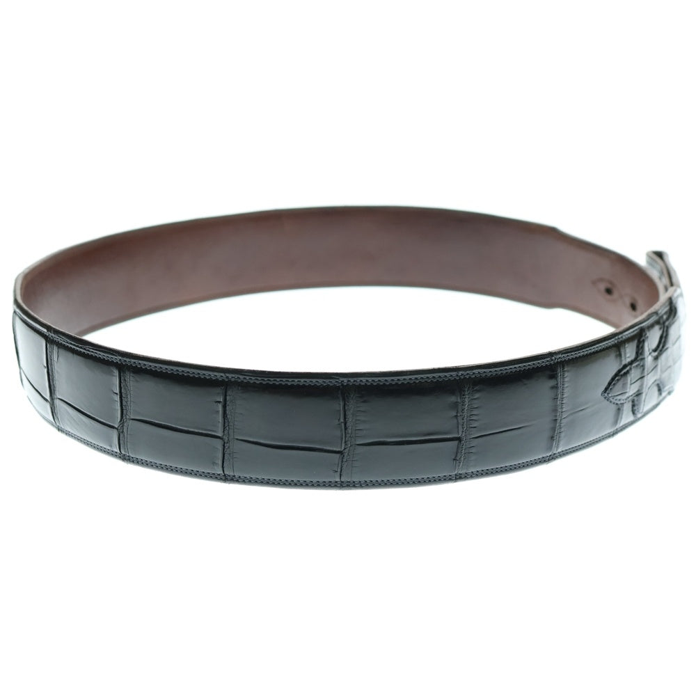 FUNNY(ファニー) オールポロサスクロコダイル アリゲーター ベルト ブラック