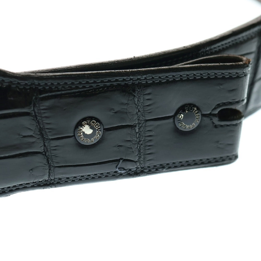 FUNNY(ファニー) オールポロサスクロコダイル アリゲーター ベルト ブラック