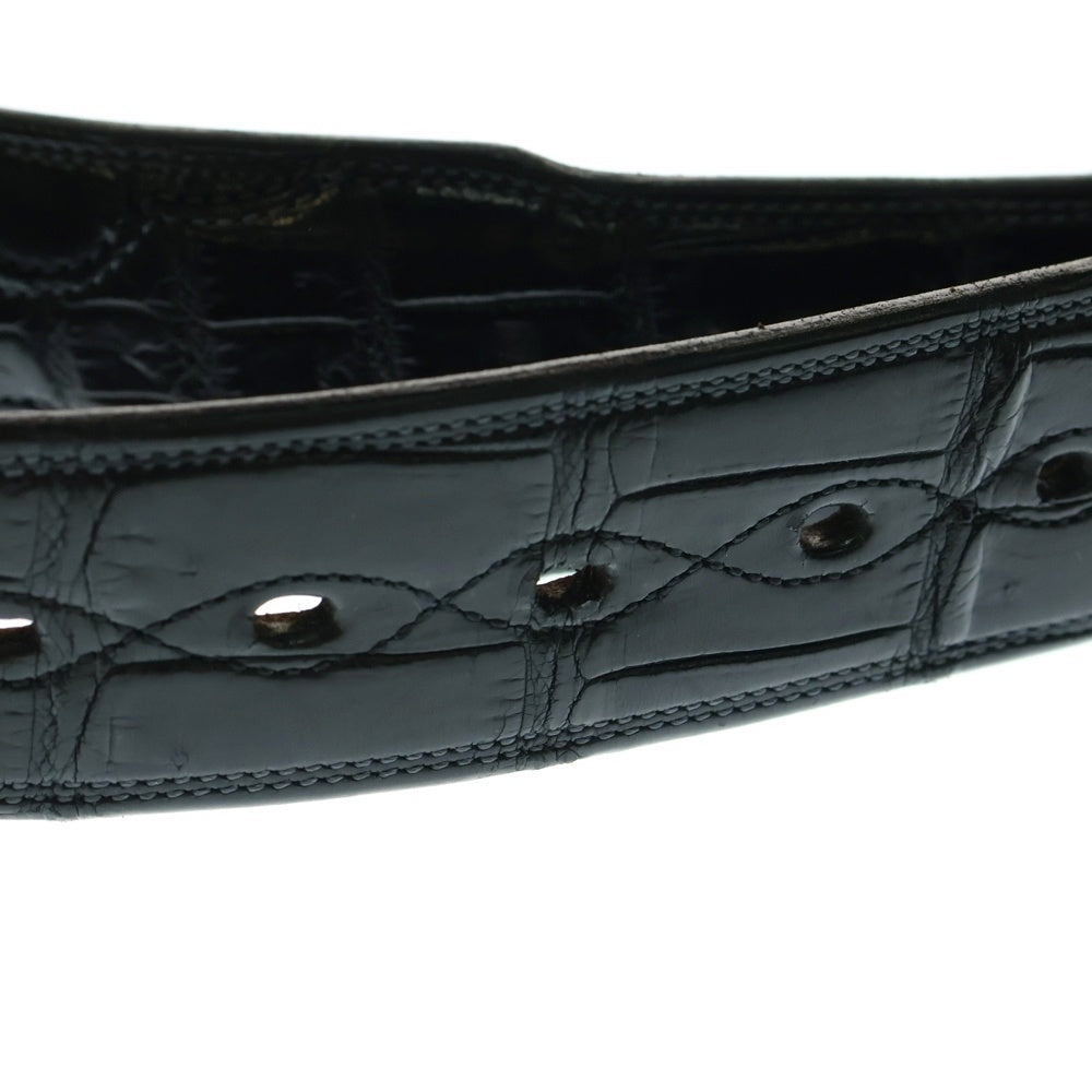 FUNNY(ファニー) オールポロサスクロコダイル アリゲーター ベルト ブラック