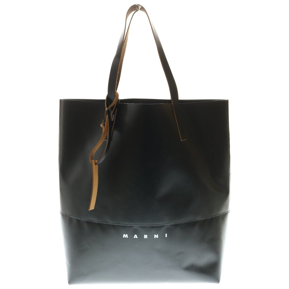 MARNI(マルニ) 25SS オープンショッパー PVCコーティングキャンバス レザートートバッグ SHMQ0037A1P576900N99 ブラック