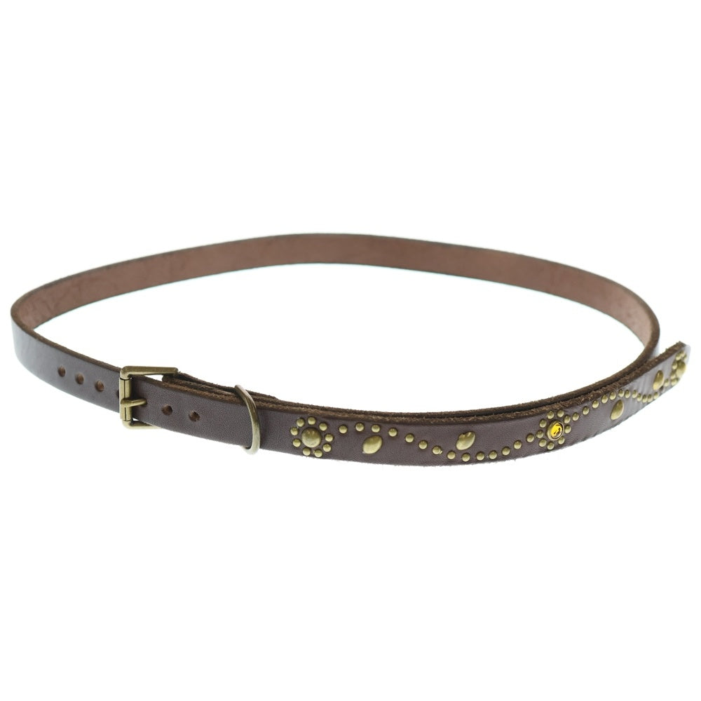 HTC(エイチティーシー) フラワースタッズ ナローレザーベルト ブラウン