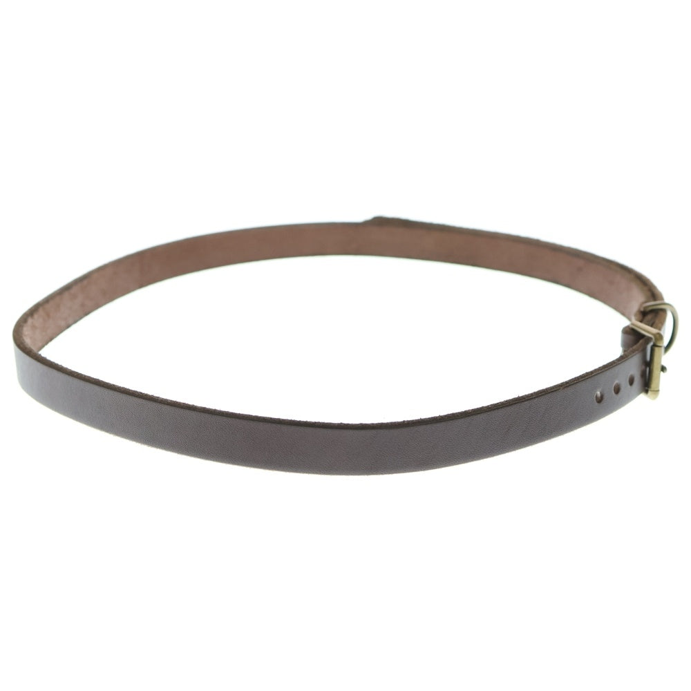 HTC(エイチティーシー) フラワースタッズ ナローレザーベルト ブラウン