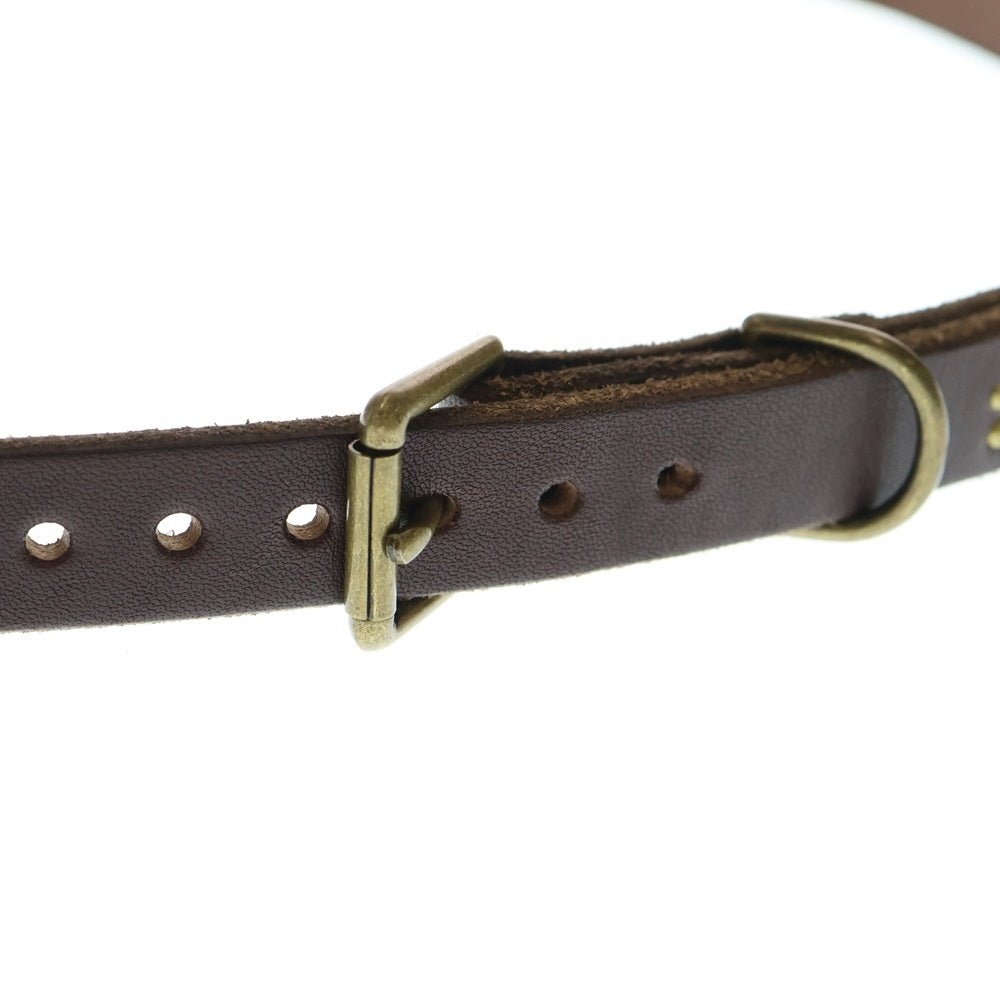 HTC(エイチティーシー) フラワースタッズ ナローレザーベルト ブラウン