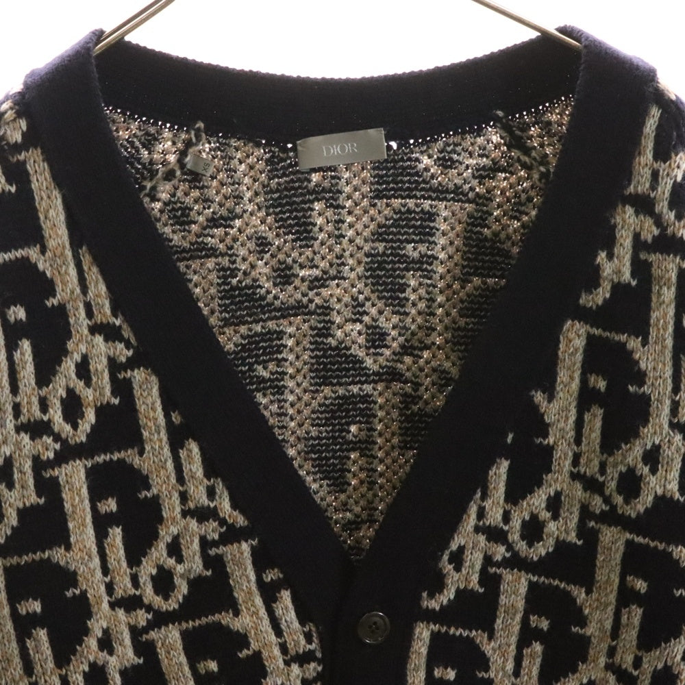 DIOR(ディオール) 22AW オブリーク 総柄 ウールカーディガン 213M233AT393 ブラウン