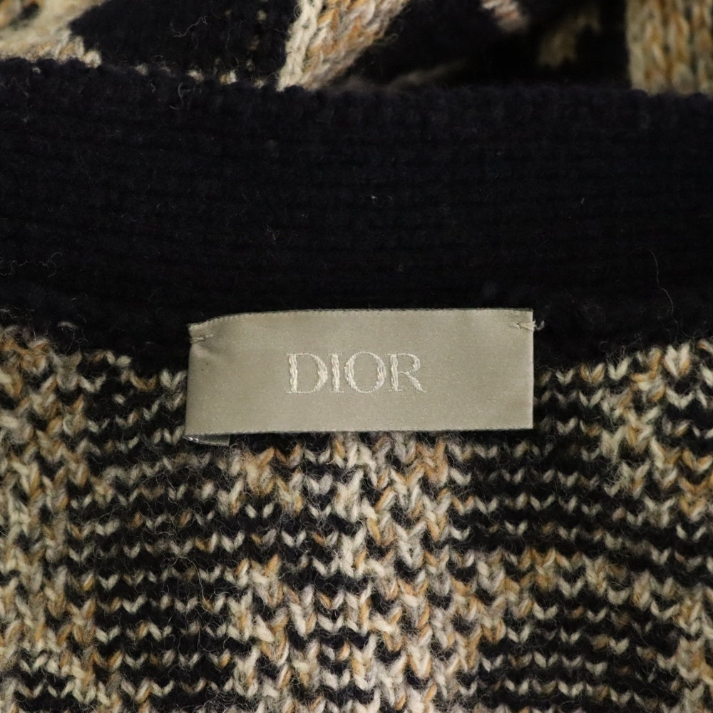 DIOR(ディオール) 22AW オブリーク 総柄 ウールカーディガン 213M233AT393 ブラウン