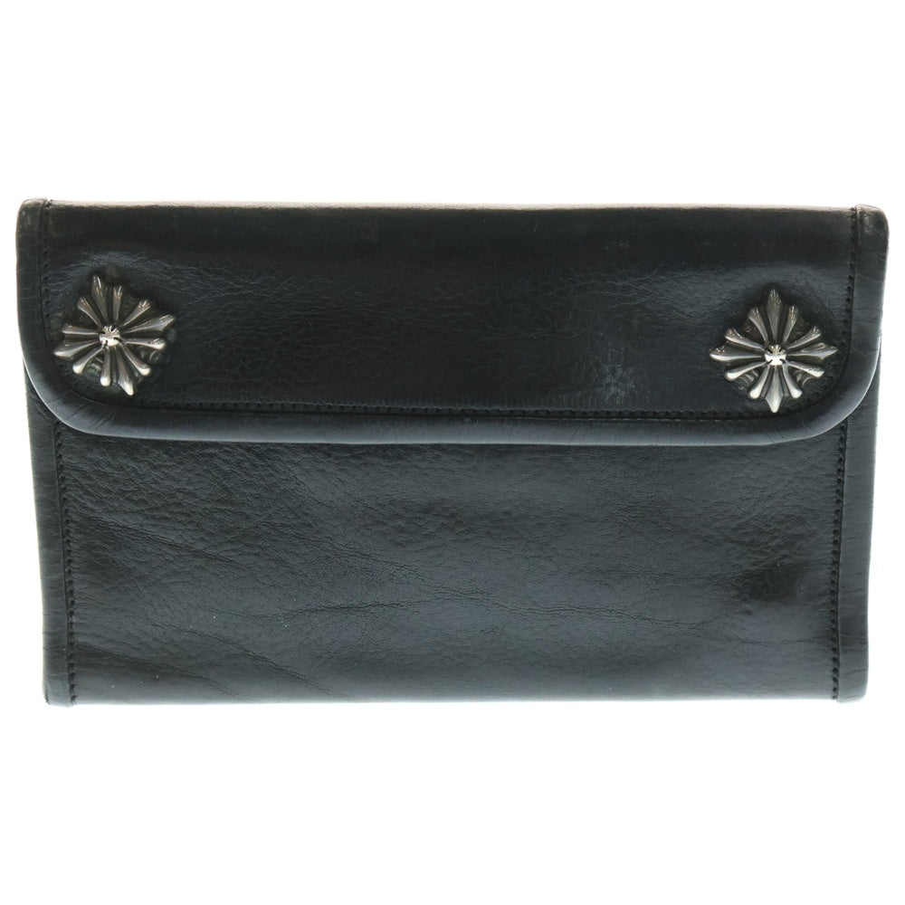 Travis Walker(トラヴィスワーカー) アイアンクロス シルバーウォレットリング付き レザートラッカーウォレット 財布 ブラック