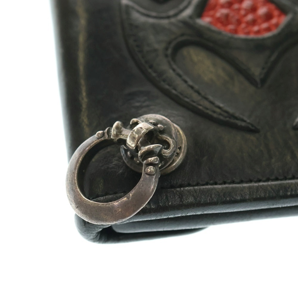 Travis Walker(トラヴィスワーカー) アイアンクロス シルバーウォレットリング付き レザートラッカーウォレット 財布 ブラック