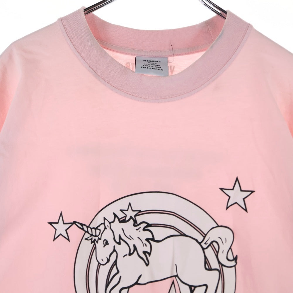 VETEMENTS(ヴェトモン) 21SS Magic Unicorn Tee マジックユニコーン クルーネック半袖Tシャツ UE63TR101P ピンク