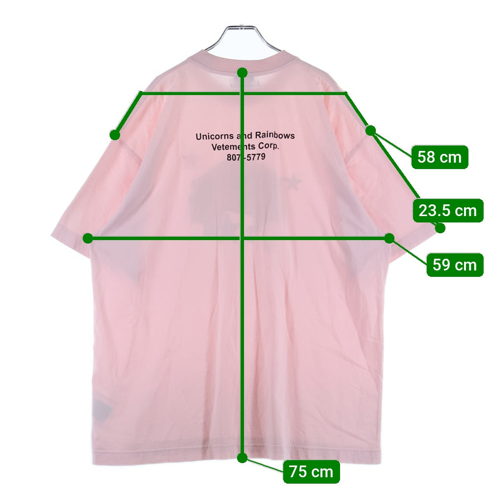 VETEMENTS(ヴェトモン) 21SS Magic Unicorn Tee マジックユニコーン クルーネック半袖Tシャツ UE63TR101P ピンク