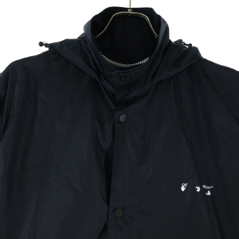 OFF-WHITE(オフホワイト) ポリエステル ロゴプリント ロングコート スナップボタン ブラック OMEA221E20FAB001
