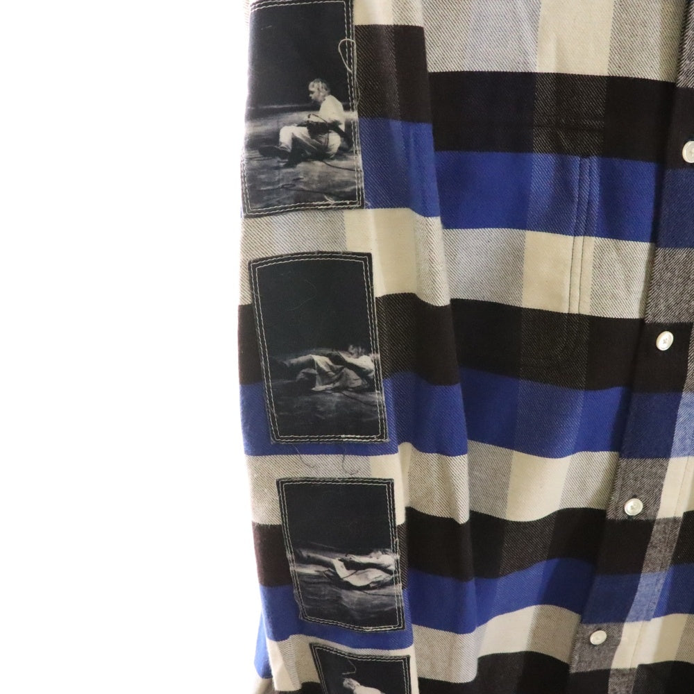 TAKAHIROMIYASHITA The SoloIst.(タカヒロミヤシタザソロイスト) Sample Photo Print Docking Shirts サンプル フォトプリントドッキングシャツ 長袖シャツ ブルー/ネイビー