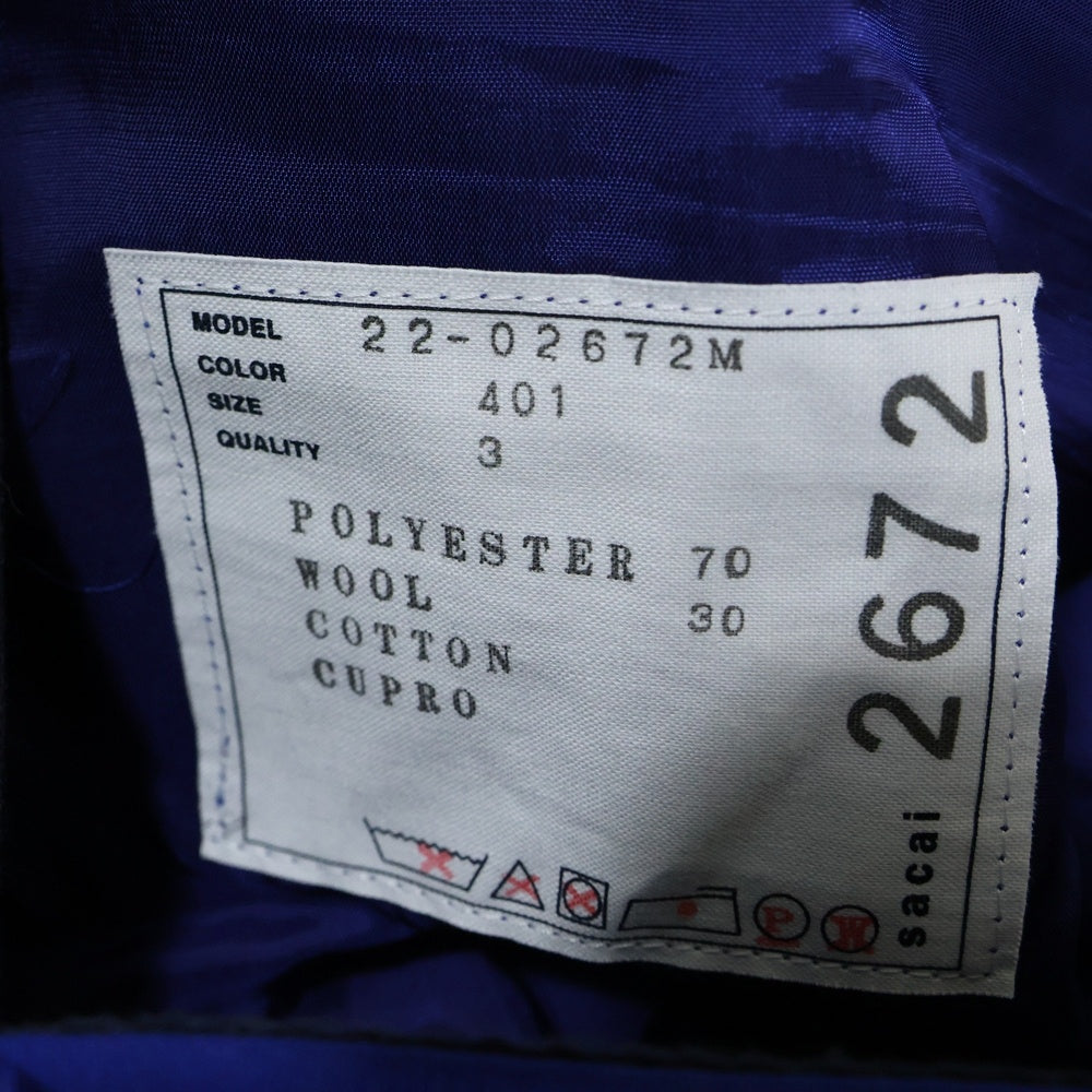 Sacai(サカイ) 22SS Suiting Pants スーチングパンツ ベルトデサインスラックス 22-02672M ブルー