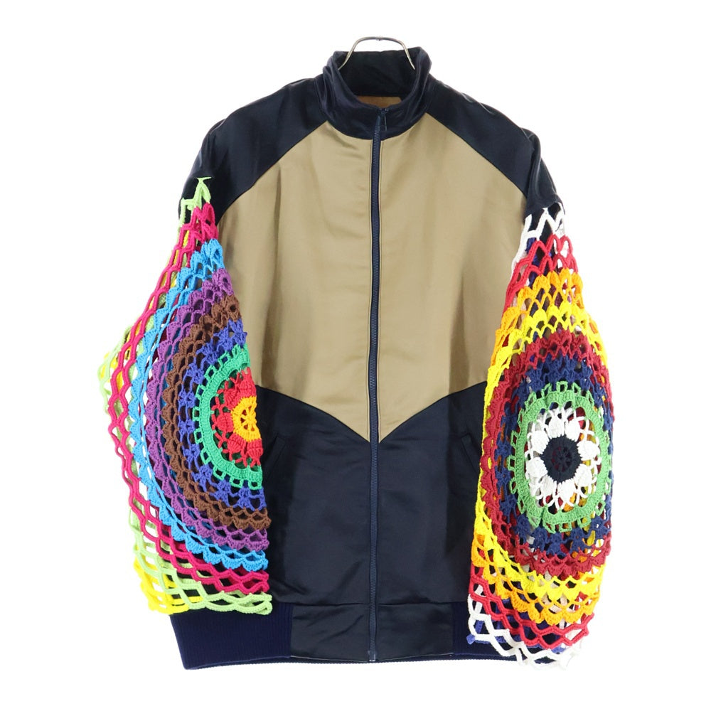 TENDER PERSON(テンダーパーソン) 24SS Crochet Sleeve Jscket クロシェスリーブジップアップブルゾンジャケット HB-TO-4248 マルチ