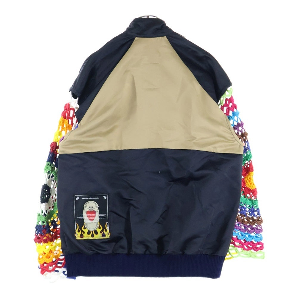 TENDER PERSON(テンダーパーソン) 24SS Crochet Sleeve Jscket クロシェスリーブジップアップブルゾンジャケット HB-TO-4248 マルチ