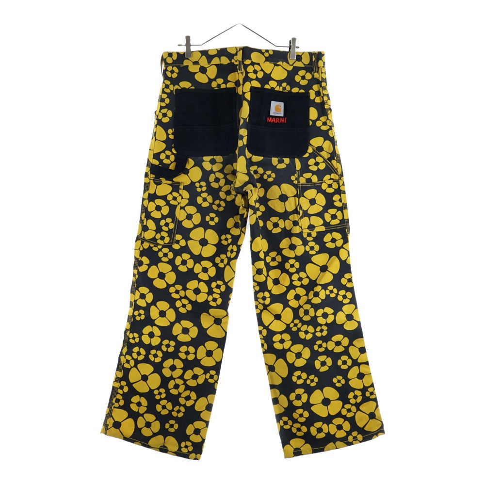 CARHARTT(カーハート) ×MARNI Single Knee Pants マルニ シングルニーパンツ プリント総柄ワークパンツ I031293 ブラック/イエロー