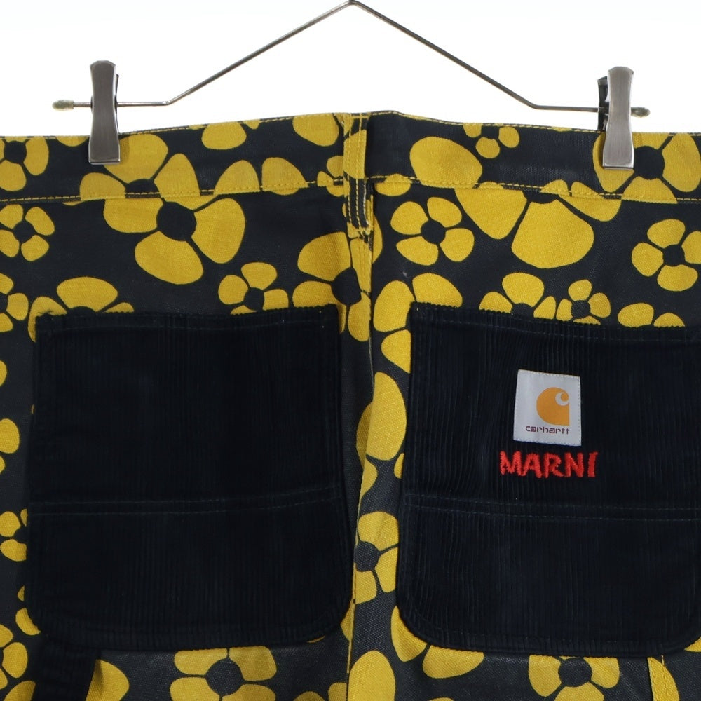 CARHARTT(カーハート) ×MARNI Single Knee Pants マルニ シングルニーパンツ プリント総柄ワークパンツ I031293 ブラック/イエロー