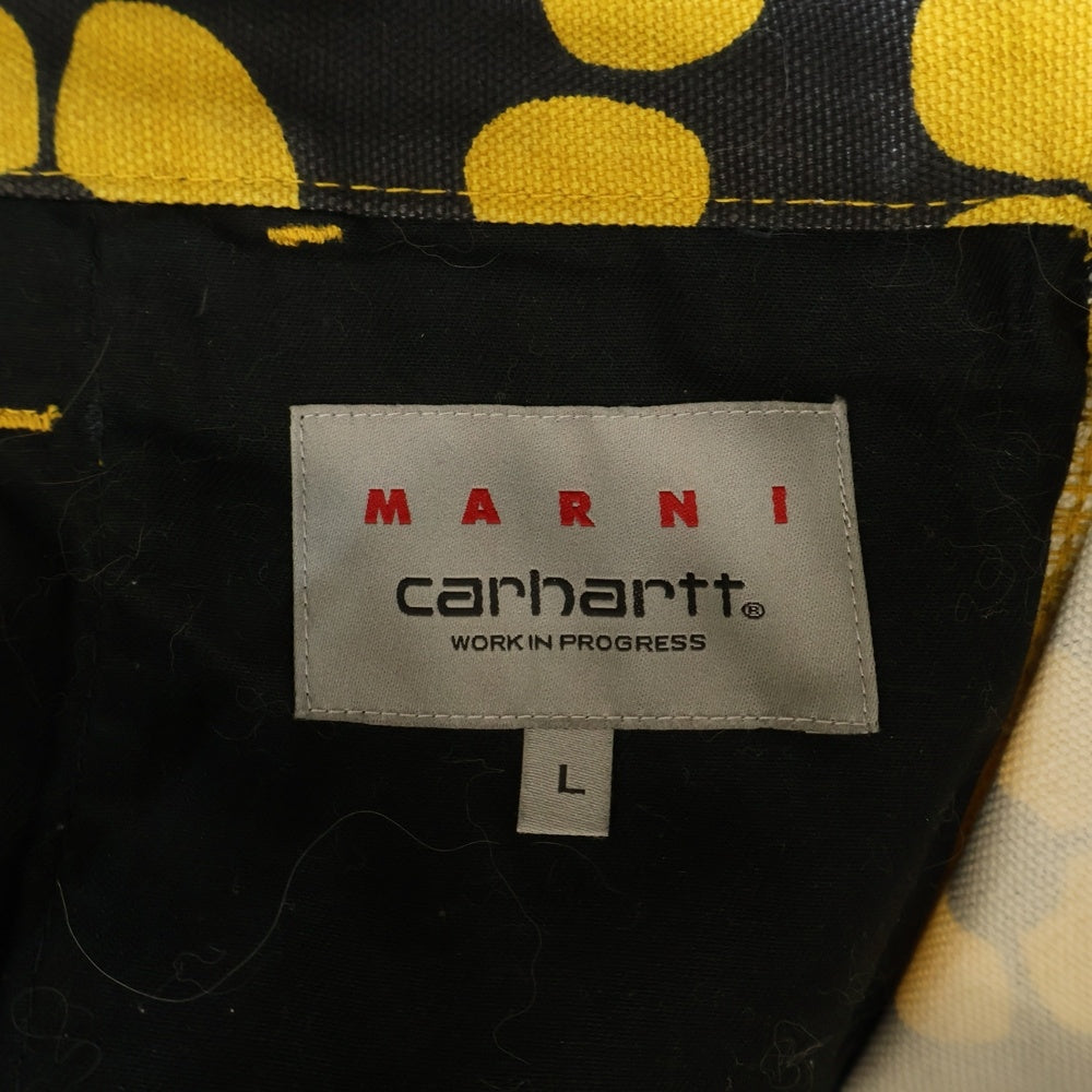 CARHARTT(カーハート) ×MARNI Single Knee Pants マルニ シングルニーパンツ プリント総柄ワークパンツ I031293 ブラック/イエロー