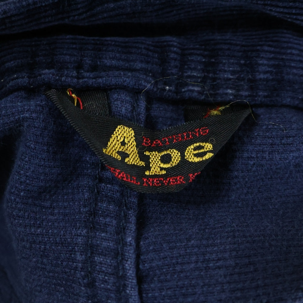 A BATHING APE(アベイシングエイプ) CORDUROY PANTS 紙パッチ ストレートコーデュロイパンツ ネイビー