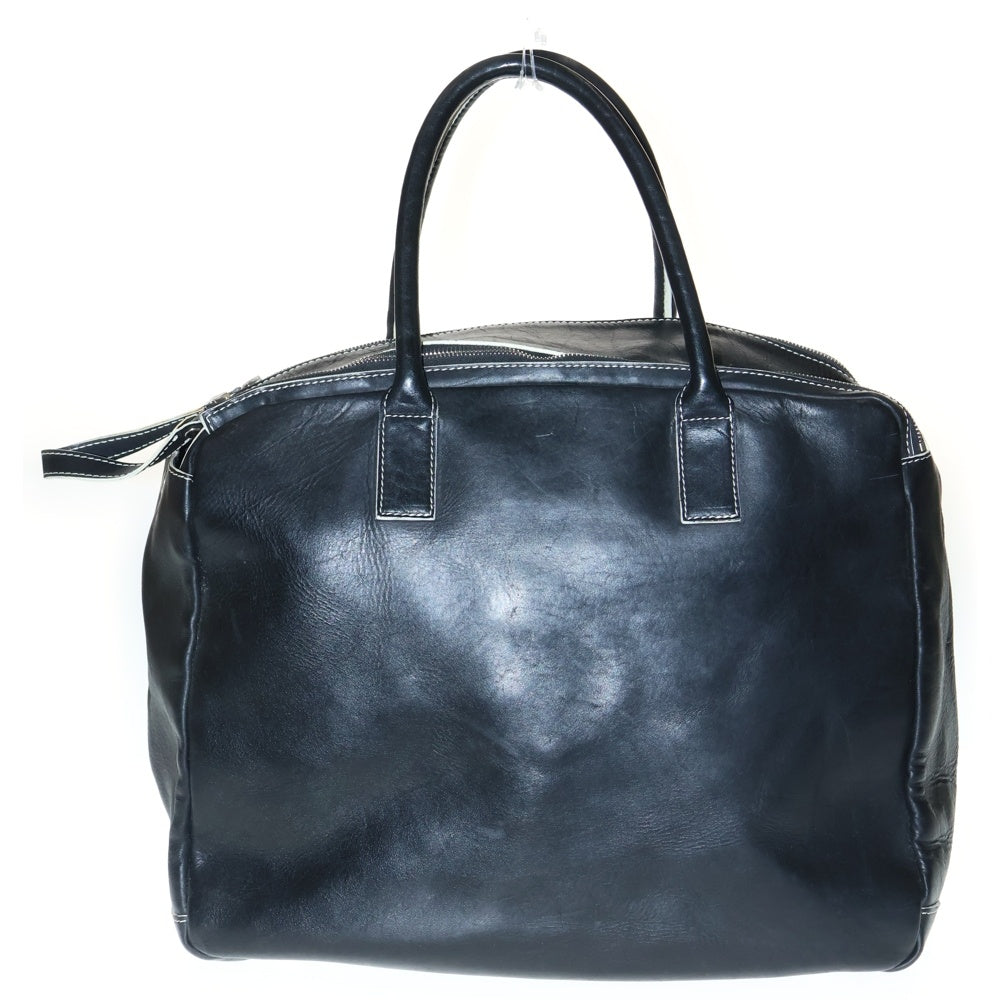 NUMBER (N)INE(ナンバーナイン) 本人期 USA レザーボストンバッグ スクエアシェイプダブルジップスクエアレザーボストンバッグ ブラック