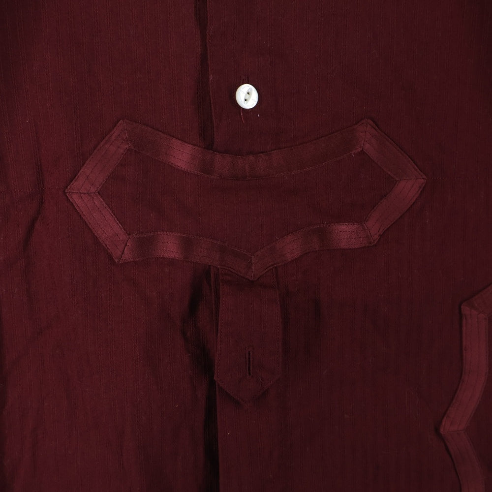 NUMBER (N)INE(ナンバーナイン) 09SS The Lonesome Heroes 本人期 モチーフ刺繍ボタンディテールプルオーバーシャツ S09-NS012A バーガンディー