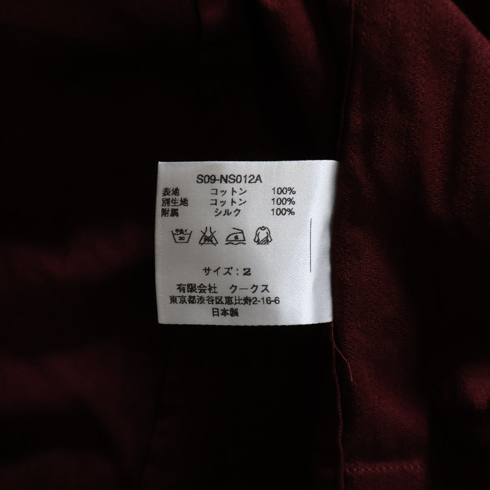 NUMBER (N)INE(ナンバーナイン) 09SS The Lonesome Heroes 本人期 モチーフ刺繍ボタンディテールプルオーバーシャツ S09-NS012A バーガンディー