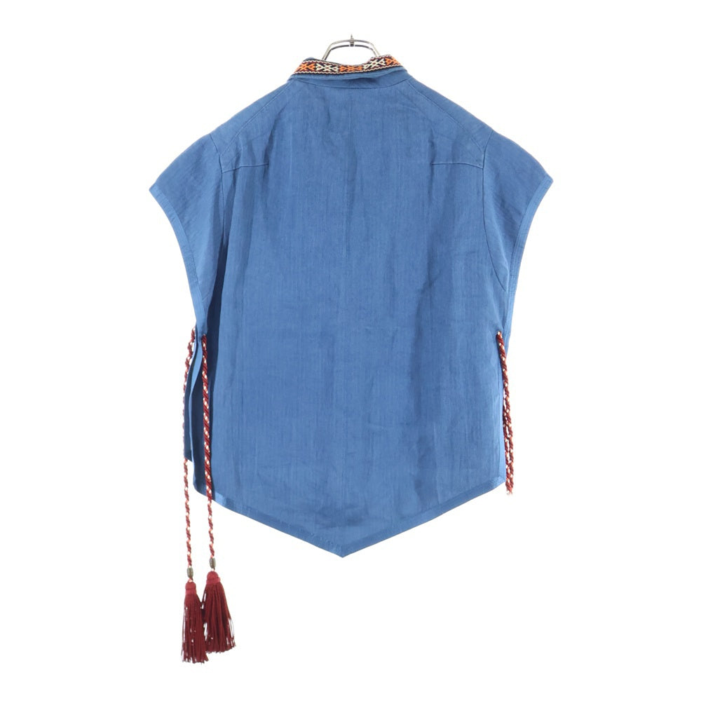 NUMBER (N)INE(ナンバーナイン) 09SS The Lonesome Heroes 本人期 レースアップチュニック モチーフ刺繍ベスト レッド/ブルー