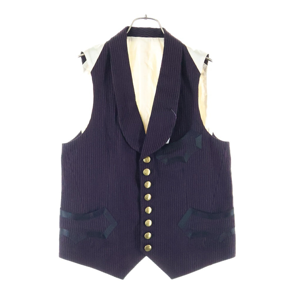 NUMBER (N)INE(ナンバーナイン) 09SS The Lonesome Heroes 本人期 ジレベスト モチーフ 刺繍 金ボタンストライプベスト S09-NJ032A バーガンディー