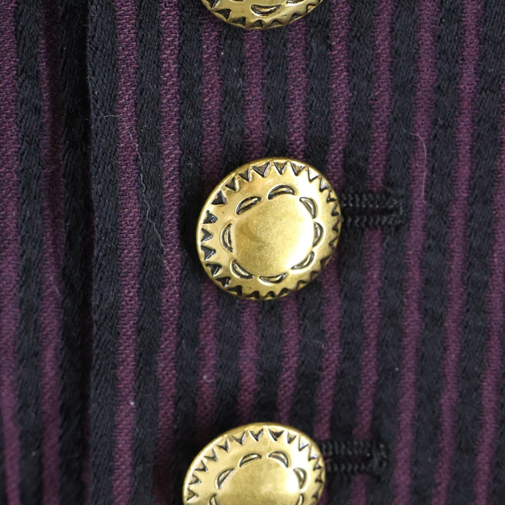 NUMBER (N)INE(ナンバーナイン) 09SS The Lonesome Heroes 本人期 ジレベスト モチーフ 刺繍 金ボタンストライプベスト S09-NJ032A バーガンディー