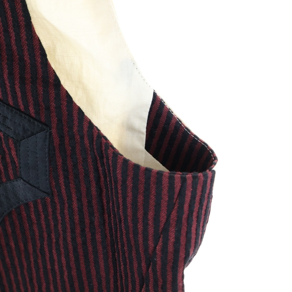 NUMBER (N)INE(ナンバーナイン) 09SS The Lonesome Heroes 本人期 ジレベスト モチーフ刺繍金ボタンストライプベスト S09-NJ032A バーガンディー