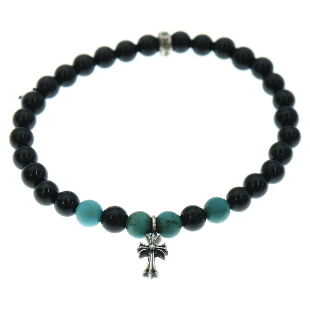 CHROME HEARTS(クロムハーツ) BEAD 6mm CHクロスチャーム ビーズブレスレット ブラック/ブルー/シルバー