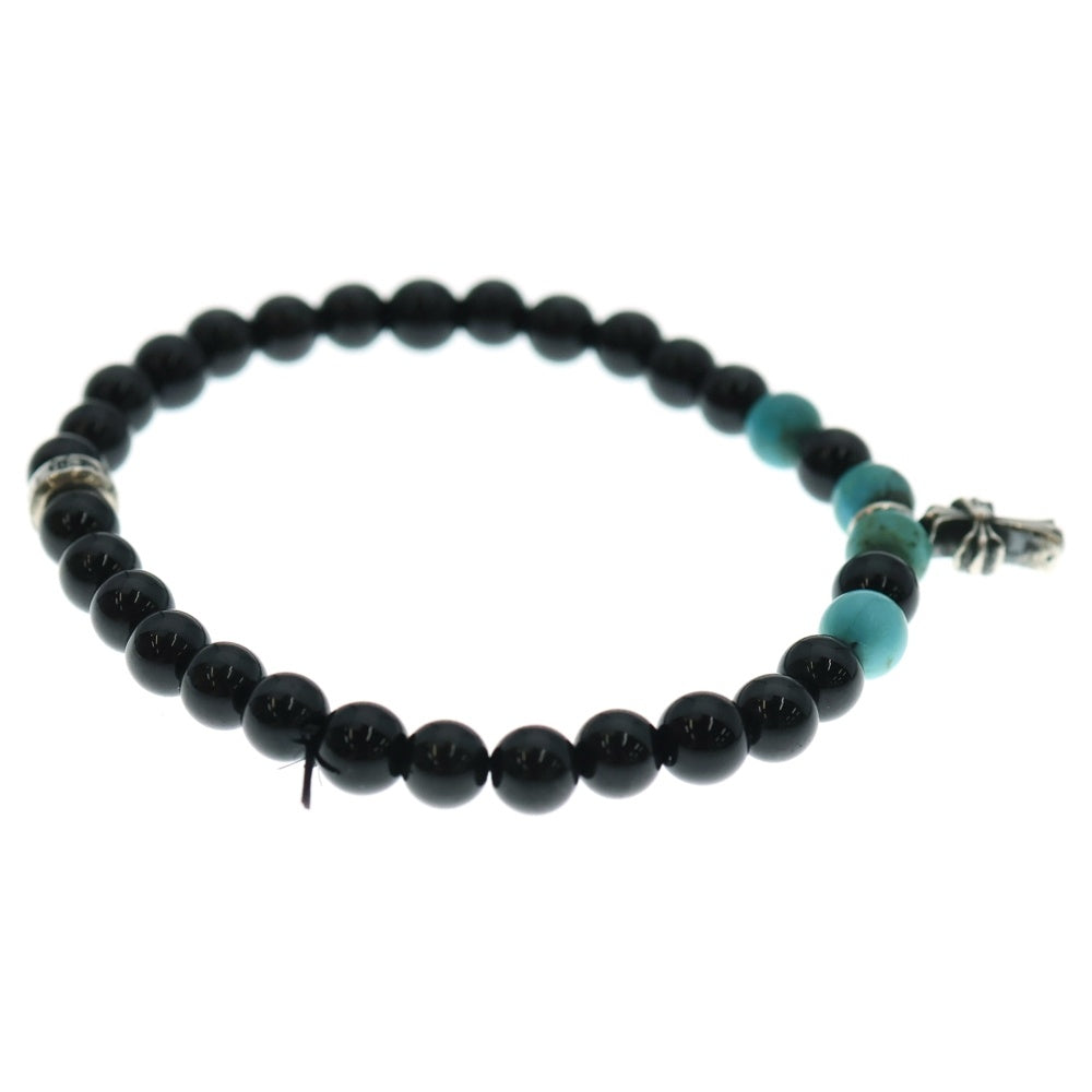 CHROME HEARTS(クロムハーツ) BEAD 6mm CHクロスチャーム ビーズブレスレット ブラック/ブルー/シルバー