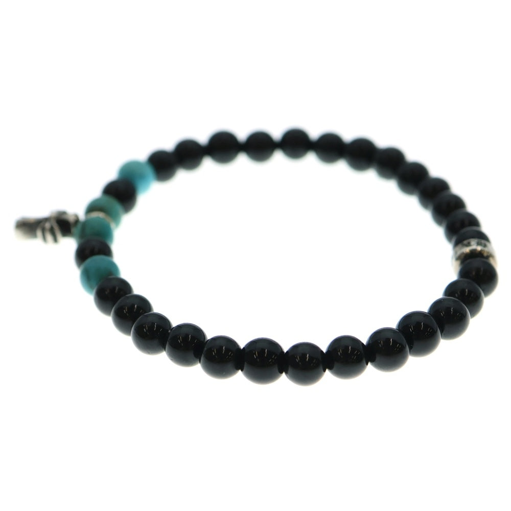CHROME HEARTS(クロムハーツ) BEAD 6mm CHクロスチャーム ビーズブレスレット ブラック/ブルー/シルバー