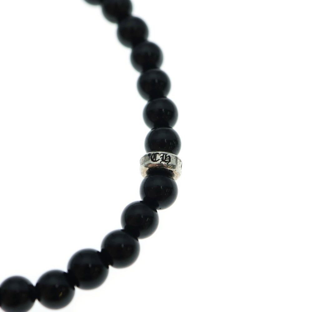 CHROME HEARTS(クロムハーツ) BEAD 6mm CHクロスチャーム ビーズブレスレット ブラック/ブルー/シルバー