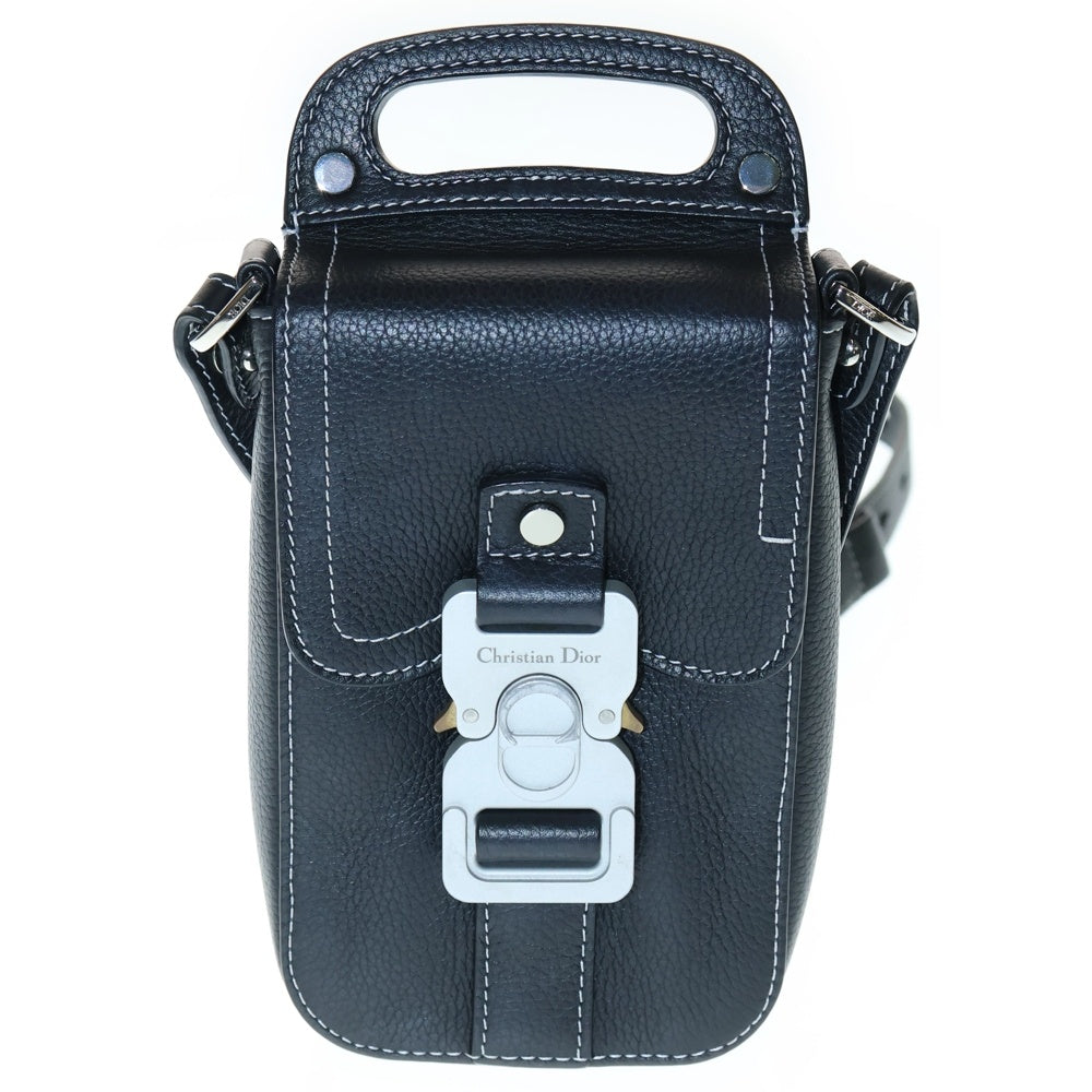 Christian Dior(クリスチャンディオール) サドルバーティカルポーチ レザーショルダーバッグ ブラック 2ADCA446YKK