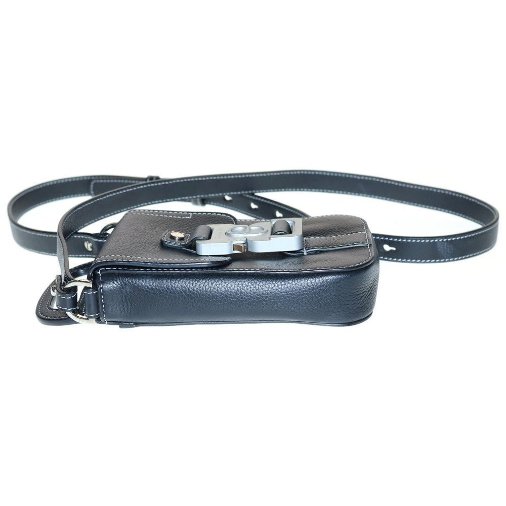 Christian Dior(クリスチャンディオール) サドルバーティカルポーチ レザーショルダーバッグ ブラック 2ADCA446YKK