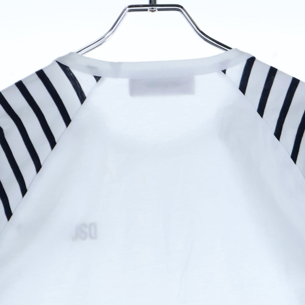 DSQUARED2(ディースクエアード) フロントロゴ ボーダー 長袖Tシャツ カットソー ホワイト/ブラック S74GD1138