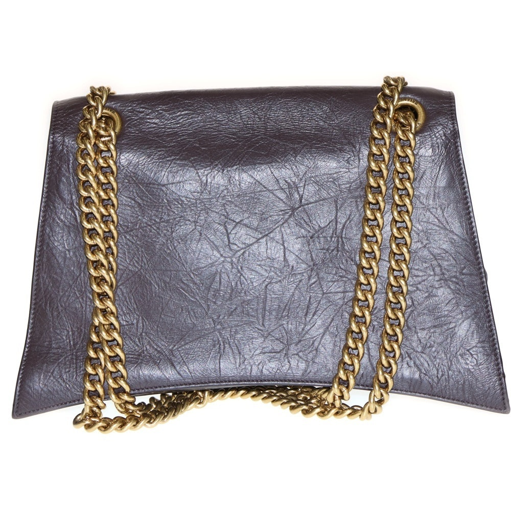 BALENCIAGA(バレンシアガ) Crush クラッシュ ミディアム チェーンバッグ カーフスキン ハンドバッグ ダークブラウン/ゴールド