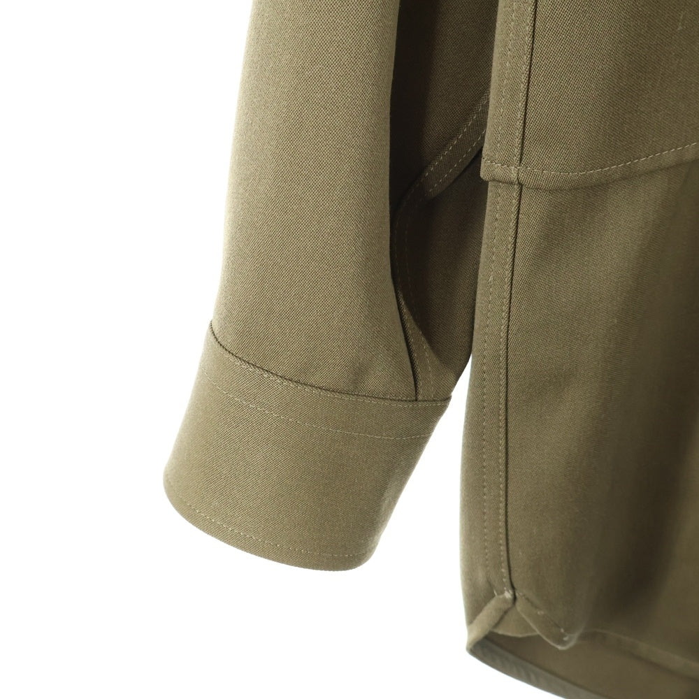 BOTTEGA VENETA(ボッテガヴェネタ) 24AW Grained Poudre Double Layer Shirt グレインド プードル ダブル レイヤー長袖シャツ カーキ 772378 VKIS0