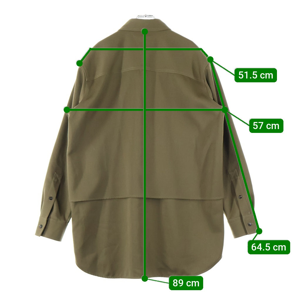 BOTTEGA VENETA(ボッテガヴェネタ) 24AW Grained Poudre Double Layer Shirt グレインド プードル ダブル レイヤー長袖シャツ カーキ 772378 VKIS0