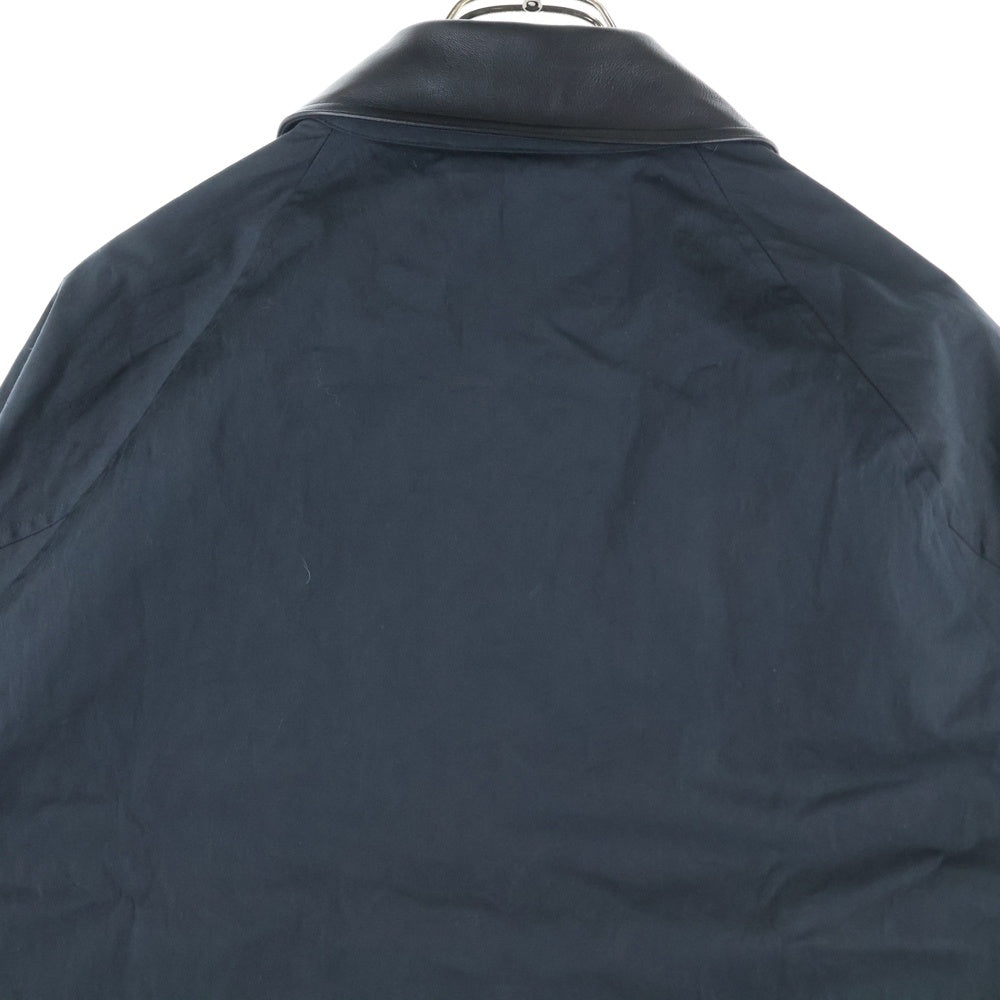 STUDIO NICHOLSON(スタジオニコルソン) DANI JACKET レザーカラー コットン ナイロン ジップアップ コート ブラック 51-10-652005