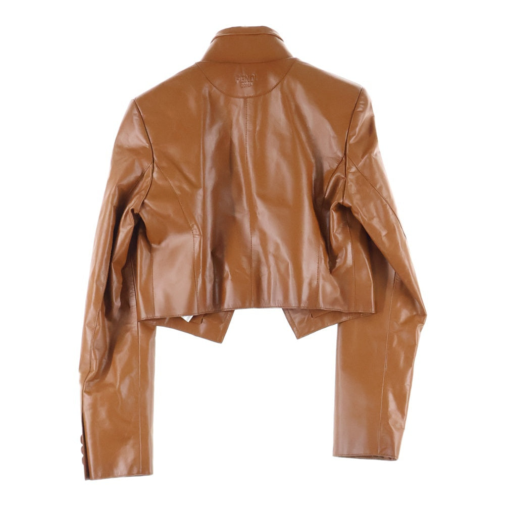 FENDI(フェンディ) 20SS Cropped Leather Jacket クロップドレザージャケット レディースレザージャケット FPJ930 ALBW ブラウン