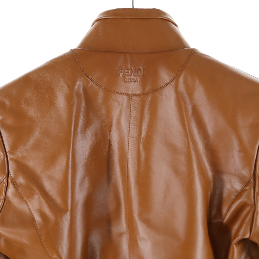 FENDI(フェンディ) 20SS Cropped Leather Jacket クロップドレザージャケット レディースレザージャケット FPJ930 ALBW ブラウン