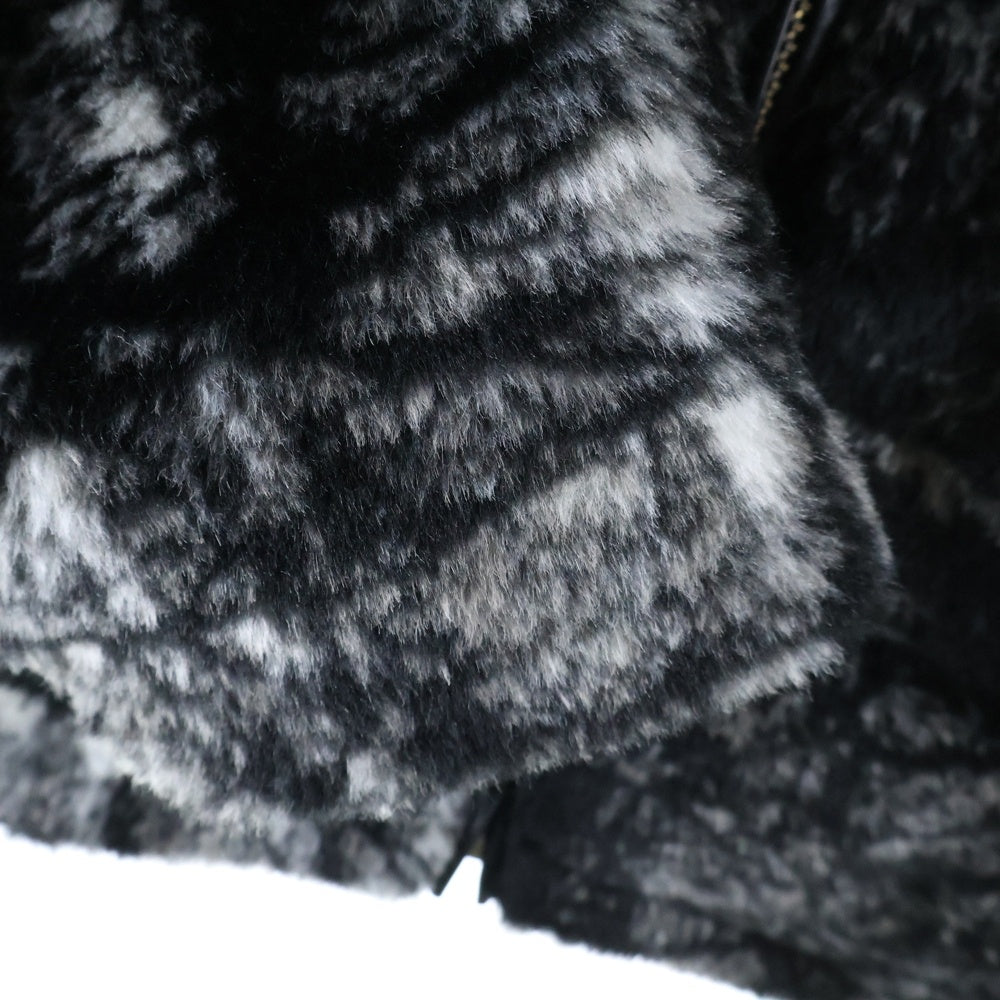 SCHOTT(ショット) ウルフ柄 ジップアップ ファー ジャケット ブラック 782-4252013