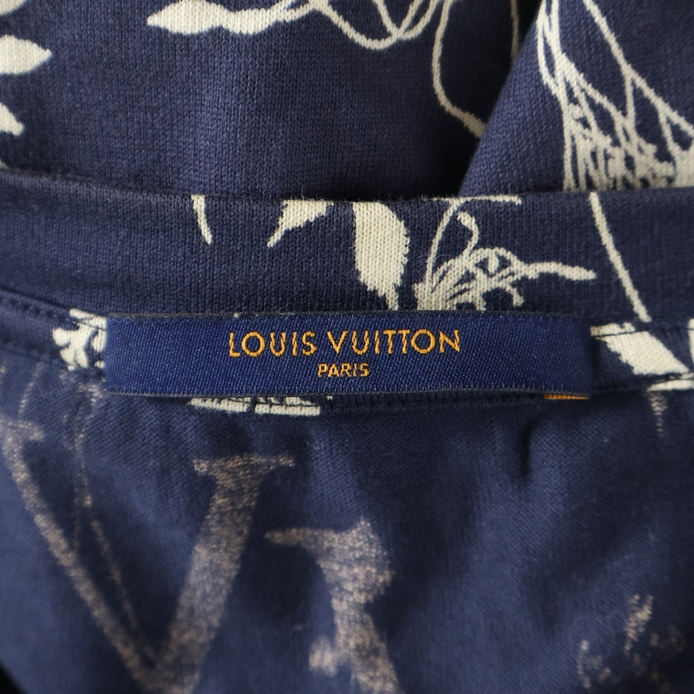 LOUIS VUITTON(ルイヴィトン) 20SS LV Leaf Discharge Tee LV リーフディスチャージTシャツ クルーネック総柄半袖Tシャツ 1A7X30 ネイビー