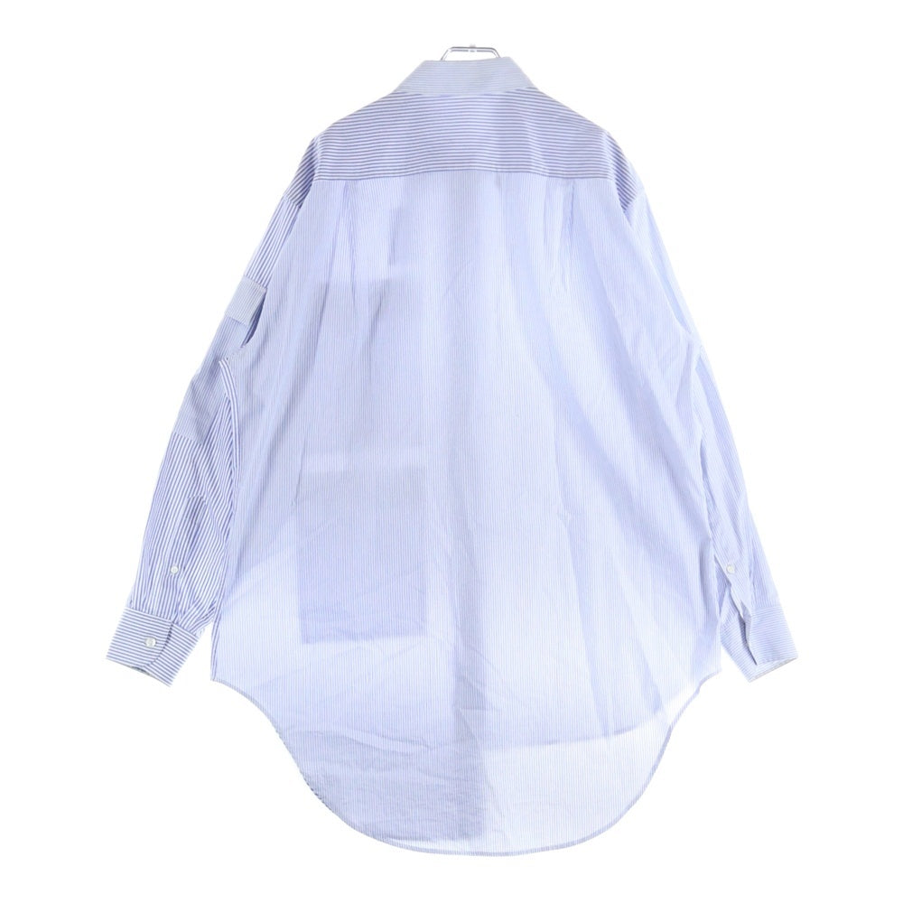 LOEWE(ロエベ) Multi Pocket Stripe Button Down Shirt マルチポケットストライプボタンダウンシャツ ロゴ刺繡長袖シャツ 1159-343-7679 ブルー