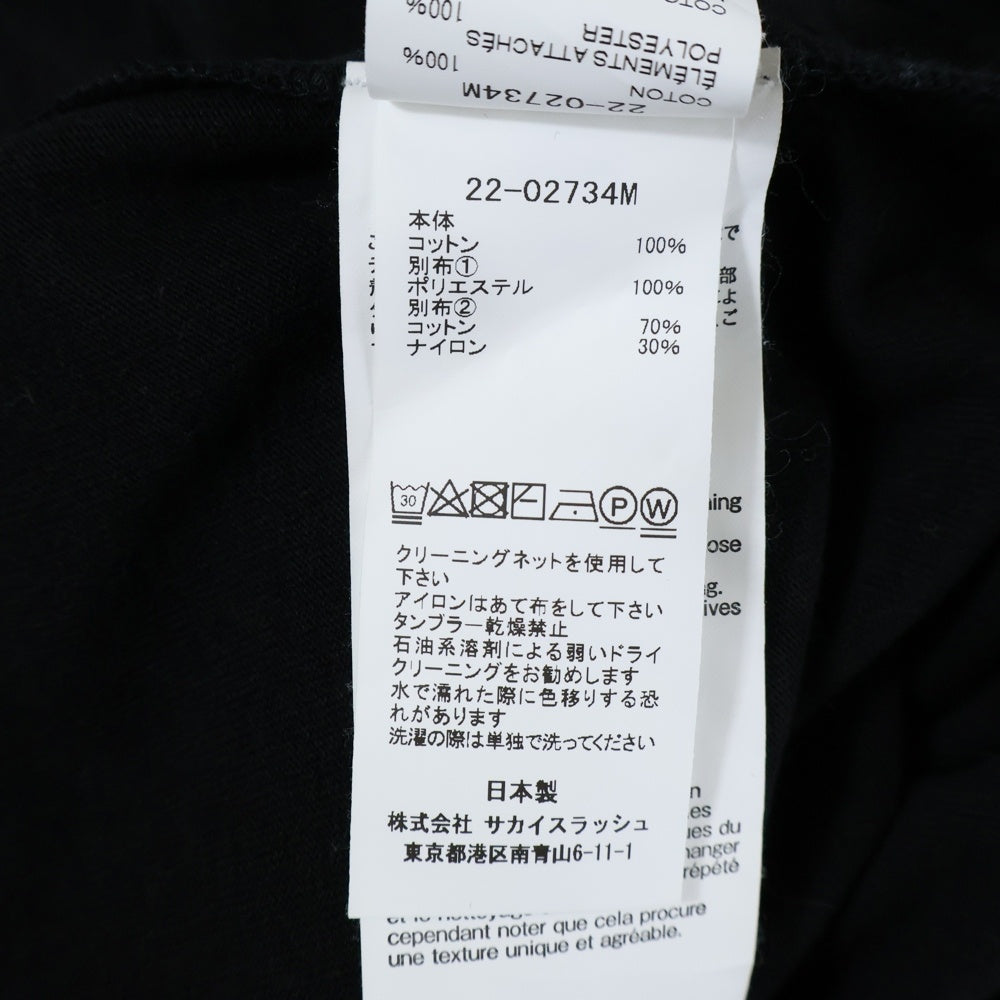 Sacai(サカイ) 22SS Spots Mix T-shirts スポーツミックスTシャツ ナイロン切替ジップポケットクルーネック半袖Tシャツ 22-02734M ブラック